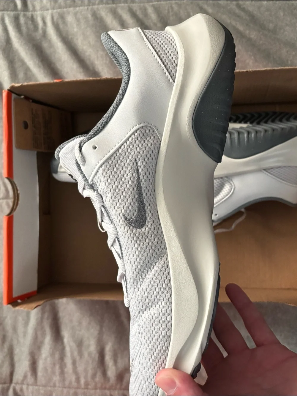 Nike Men’s White and Gray Mesh Trainer Sneakers
